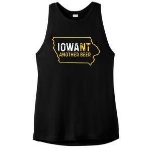 Funny Iowa Beer Distressed Iowa State Map Ladies PosiCharge Tri-Blend Wicking Tank