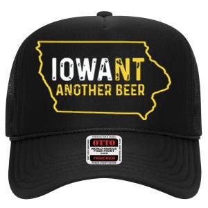 Funny Iowa Beer Distressed Iowa State Map High Crown Mesh Back Trucker Hat