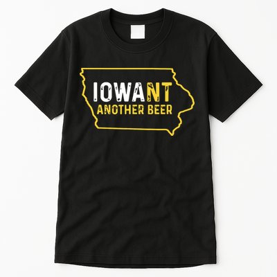 Funny Iowa Beer Distressed Iowa State Map Tall T-Shirt