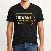 Funny Iowa Beer Distressed Iowa State Map V-Neck T-Shirt