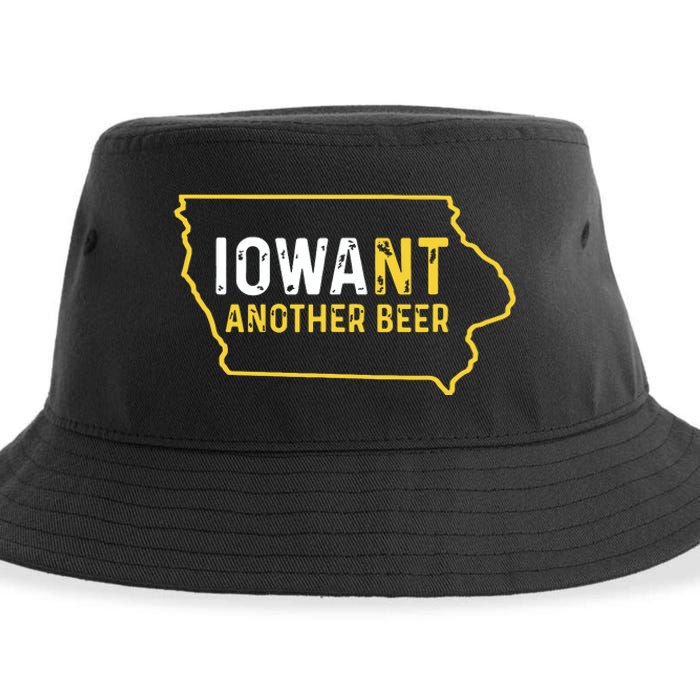 Funny Iowa Beer Distressed Iowa State Map Sustainable Bucket Hat