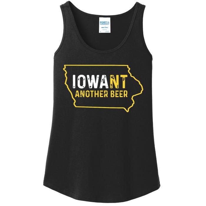 Funny Iowa Beer Distressed Iowa State Map Ladies Essential Tank