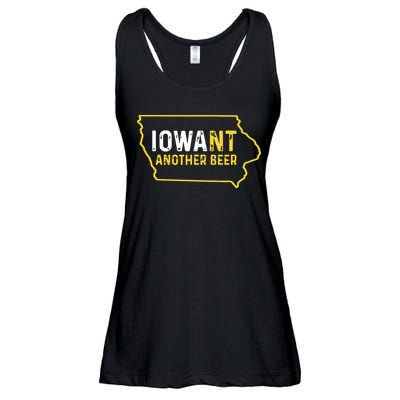 Funny Iowa Beer Distressed Iowa State Map Ladies Essential Flowy Tank