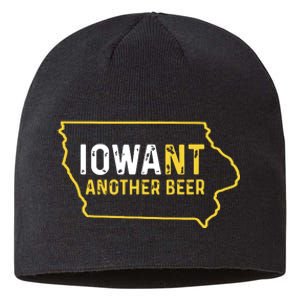 Funny Iowa Beer Distressed Iowa State Map Sustainable Beanie