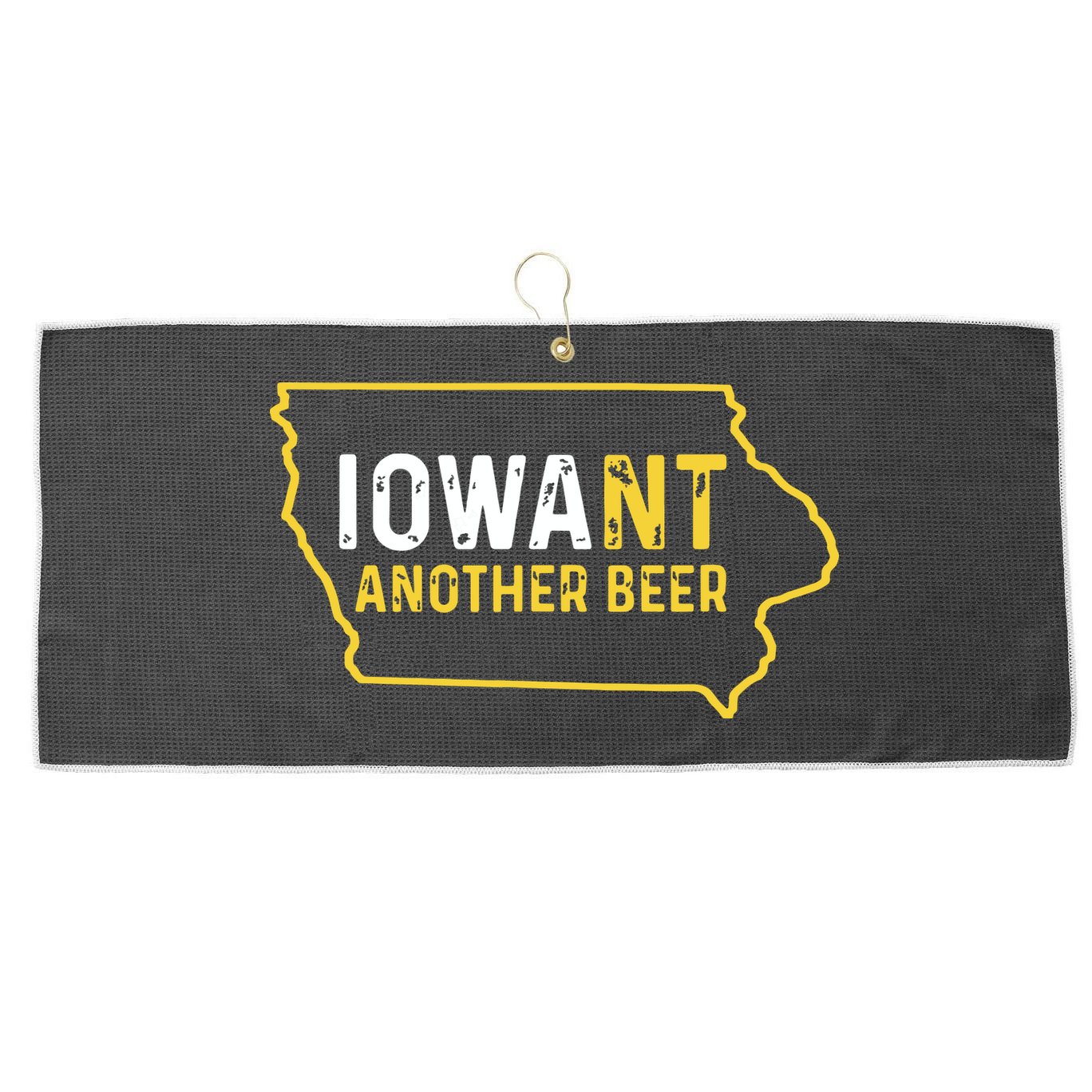 Funny Iowa Beer Distressed Iowa State Map Large Microfiber Waffle Golf Towel