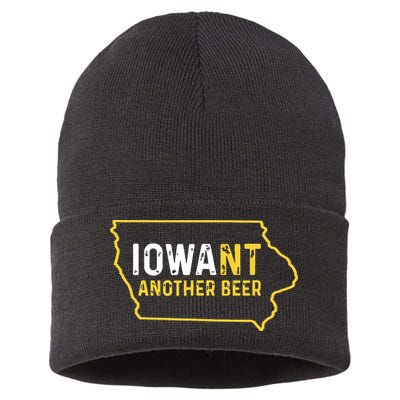Funny Iowa Beer Distressed Iowa State Map Sustainable Knit Beanie