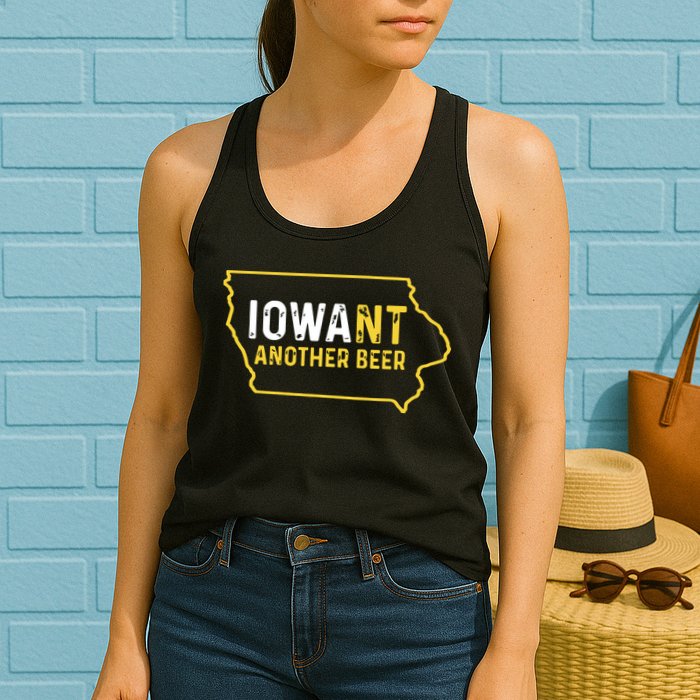 Funny Iowa Beer Distressed Iowa State Map Womens Tank Top