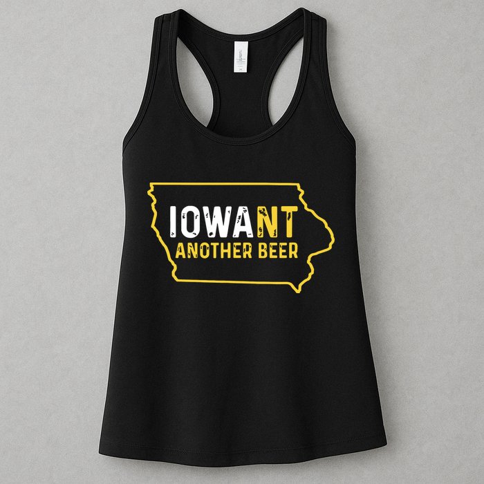 Funny Iowa Beer Distressed Iowa State Map Womens Tank Top