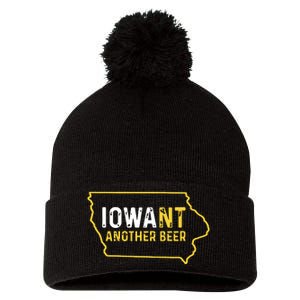 Funny Iowa Beer Distressed Iowa State Map Pom Pom 12in Knit Beanie