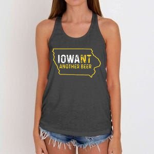 Funny Iowa Beer Distressed Iowa State Map Women's Knotted Racerback Tank