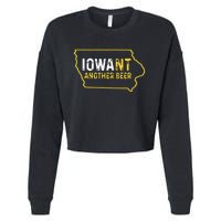 Funny Iowa Beer Distressed Iowa State Map Cropped Pullover Crew