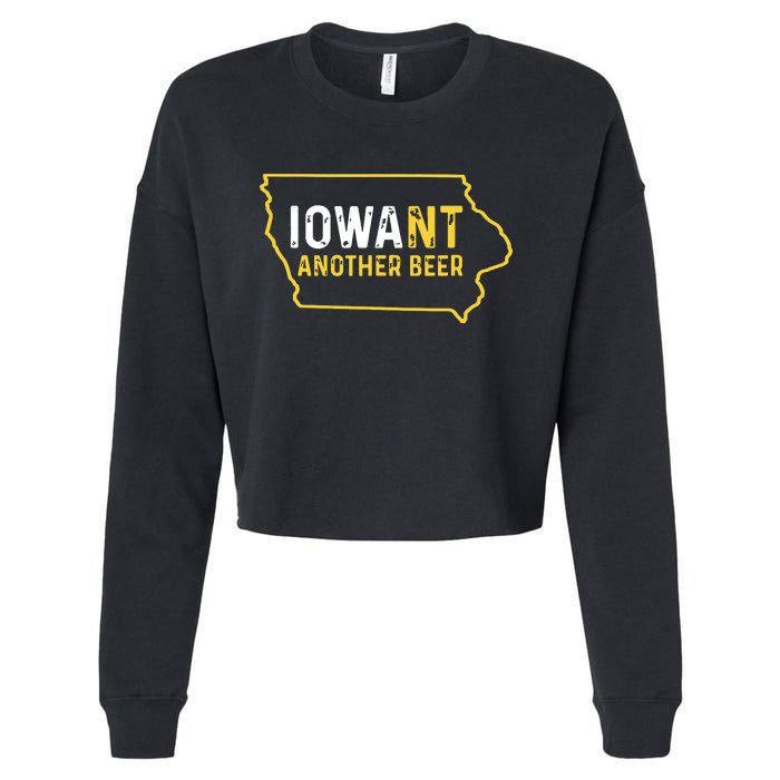 Funny Iowa Beer Distressed Iowa State Map Cropped Pullover Crew