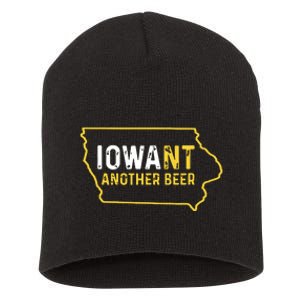 Funny Iowa Beer Distressed Iowa State Map Short Acrylic Beanie