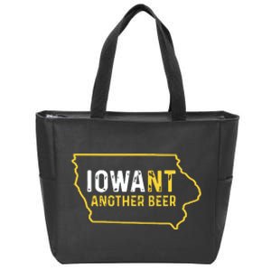 Funny Iowa Beer Distressed Iowa State Map Zip Tote Bag