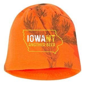 Funny Iowa Beer Distressed Iowa State Map Kati - Camo Knit Beanie