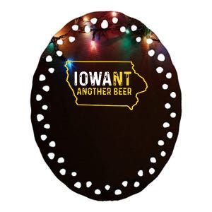 Funny Iowa Beer Distressed Iowa State Map Ceramic Oval Ornament