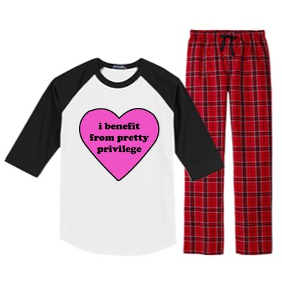 Funny I Benefit From Pretty Privilege 2000s Celebrity Style Meme Raglan Sleeve Pajama Set