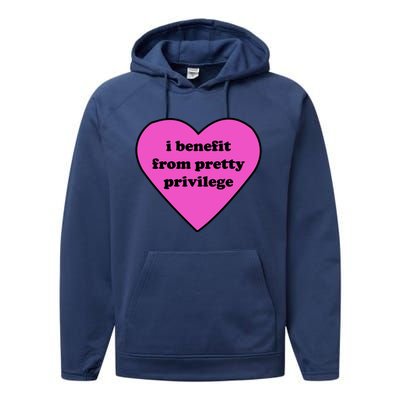 Funny I Benefit From Pretty Privilege 2000s Celebrity Style Meme Performance Fleece Hoodie