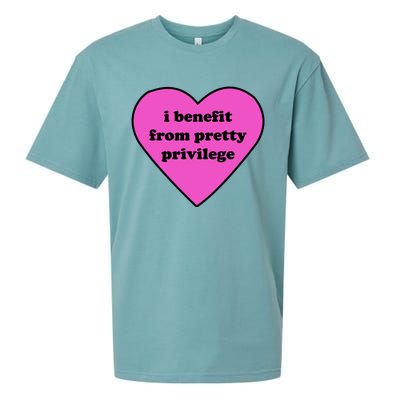 Funny I Benefit From Pretty Privilege 2000s Celebrity Style Meme Sueded Cloud Jersey T-Shirt