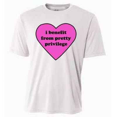 Funny I Benefit From Pretty Privilege 2000s Celebrity Style Meme Cooling Performance Crew T-Shirt