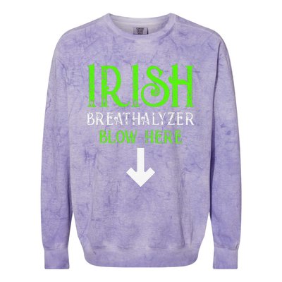 Funny Irish Breathalyzer Blow Here Saint Patricks Day Party Colorblast Crewneck Sweatshirt