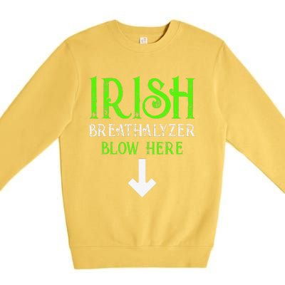 Funny Irish Breathalyzer Blow Here Saint Patricks Day Party Premium Crewneck Sweatshirt