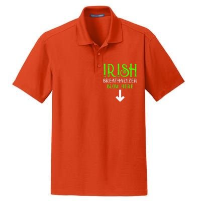 Funny Irish Breathalyzer Blow Here Saint Patricks Day Party Dry Zone Grid Polo