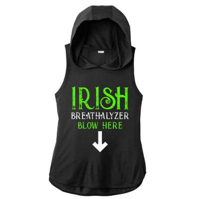 Funny Irish Breathalyzer Blow Here Saint Patricks Day Party Ladies PosiCharge Tri-Blend Wicking Draft Hoodie Tank