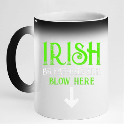 Funny Irish Breathalyzer Blow Here Saint Patricks Day Party 11oz Black Color Changing Mug