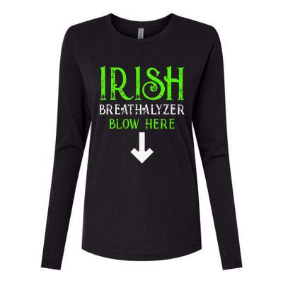 Funny Irish Breathalyzer Blow Here Saint Patricks Day Party Womens Cotton Relaxed Long Sleeve T-Shirt