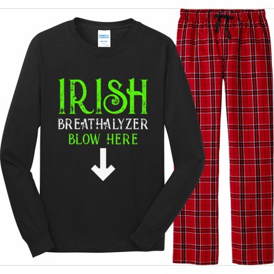 Funny Irish Breathalyzer Blow Here Saint Patricks Day Party Long Sleeve Pajama Set