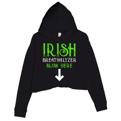 Funny Irish Breathalyzer Blow Here Saint Patricks Day Party Crop Fleece Hoodie