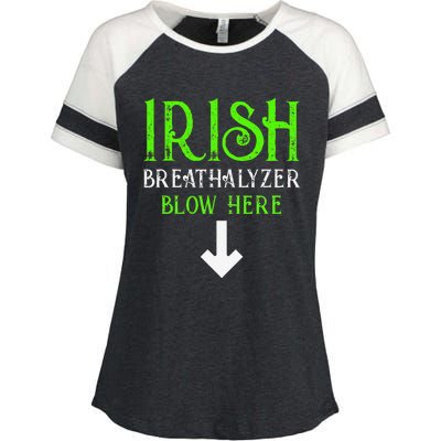 Funny Irish Breathalyzer Blow Here Saint Patricks Day Party Enza Ladies Jersey Colorblock Tee