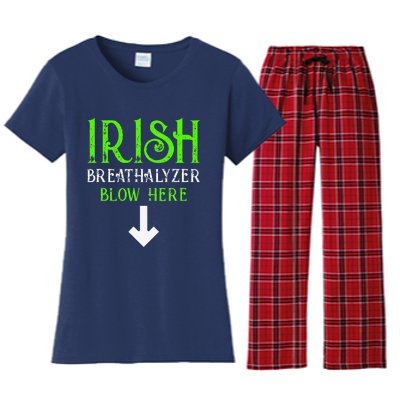 Funny Irish Breathalyzer Blow Here Saint Patricks Day Party Women's Flannel Pajama Set