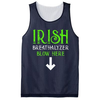 Funny Irish Breathalyzer Blow Here Saint Patricks Day Party Mesh Reversible Basketball Jersey Tank