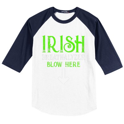 Funny Irish Breathalyzer Blow Here Saint Patricks Day Party Baseball Sleeve Shirt