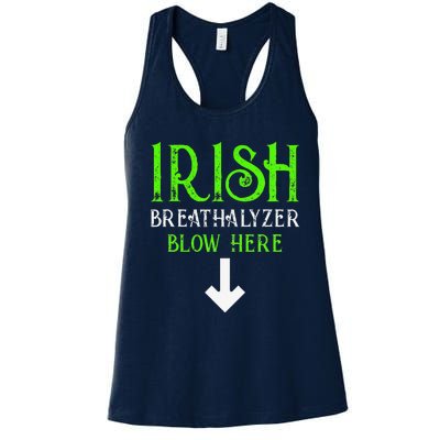 Funny Irish Breathalyzer Blow Here Saint Patricks Day Party Women's Racerback Tank