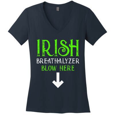 Funny Irish Breathalyzer Blow Here Saint Patricks Day Party Women's V-Neck T-Shirt