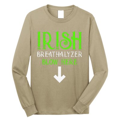 Funny Irish Breathalyzer Blow Here Saint Patricks Day Party Long Sleeve Shirt