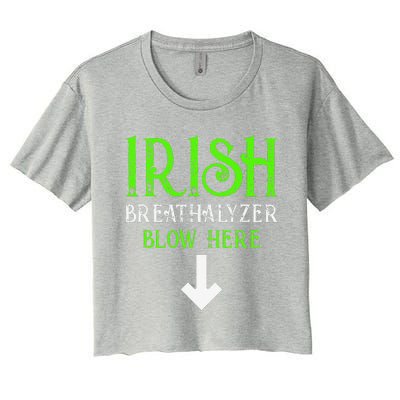 Funny Irish Breathalyzer Blow Here Saint Patricks Day Party Women's Crop Top Tee