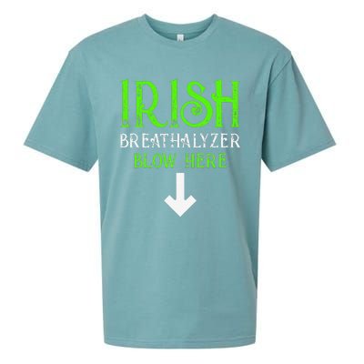 Funny Irish Breathalyzer Blow Here Saint Patricks Day Party Sueded Cloud Jersey T-Shirt