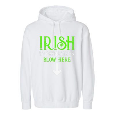 Funny Irish Breathalyzer Blow Here Saint Patricks Day Party Garment-Dyed Fleece Hoodie