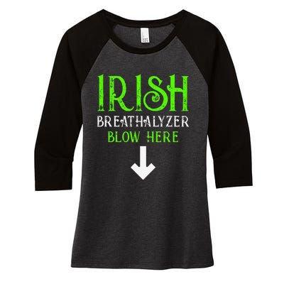 Funny Irish Breathalyzer Blow Here Saint Patricks Day Party Women's Tri-Blend 3/4-Sleeve Raglan Shirt