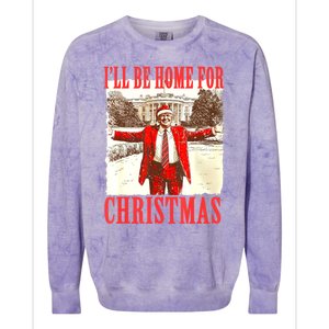 Funny ILl Be Home For Christmas Santa Trump Xmas 2024 Gift Colorblast Crewneck Sweatshirt