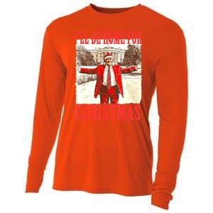 Funny ILl Be Home For Christmas Santa Trump Xmas 2024 Gift Cooling Performance Long Sleeve Crew