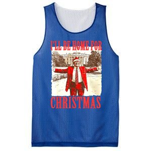 Funny ILl Be Home For Christmas Santa Trump Xmas 2024 Gift Mesh Reversible Basketball Jersey Tank