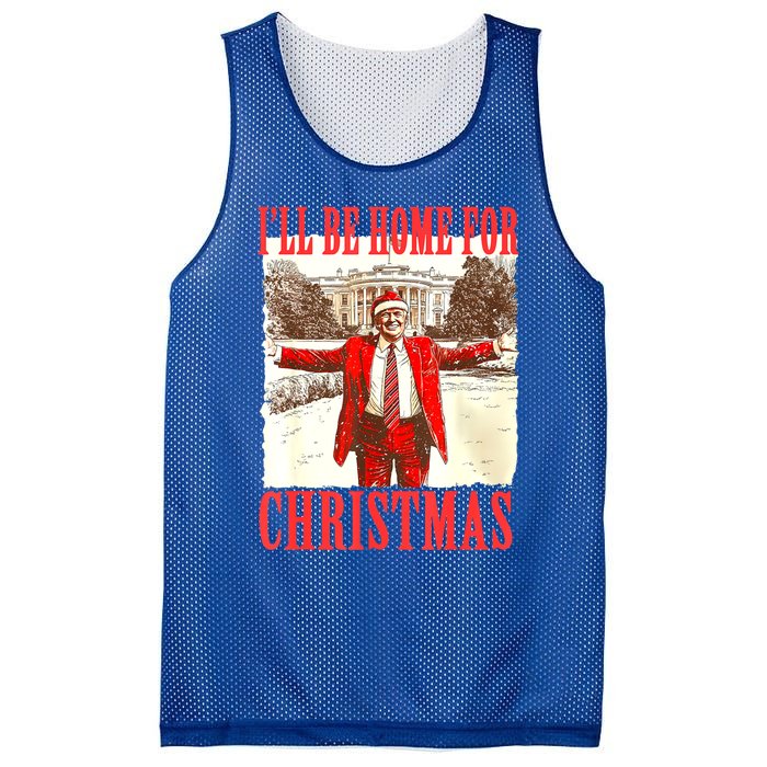 Funny ILl Be Home For Christmas Santa Trump Xmas 2024 Gift Mesh Reversible Basketball Jersey Tank