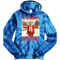 Funny ILl Be Home For Christmas Santa Trump Xmas 2024 Gift Tie Dye Hoodie