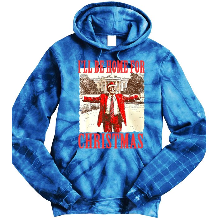 Funny ILl Be Home For Christmas Santa Trump Xmas 2024 Gift Tie Dye Hoodie