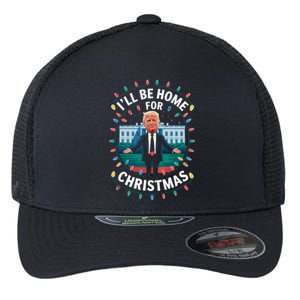 Funny ILl Be Home For Christmas Trump Santa Holiday Pajamas Gift Flexfit Unipanel Trucker Cap